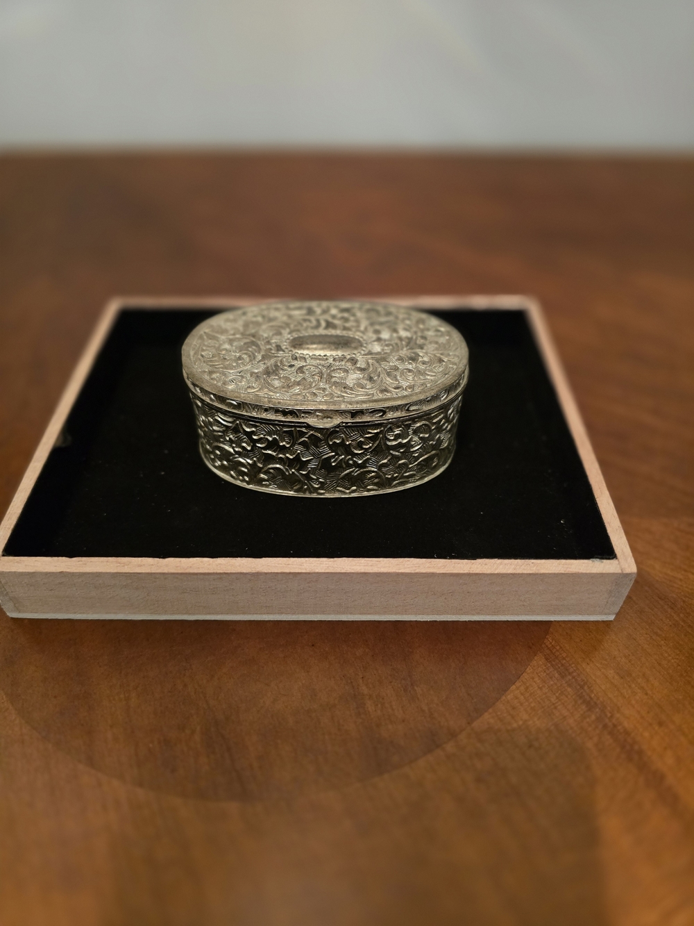 Ornate Vintage Silver Plated Trinket Box